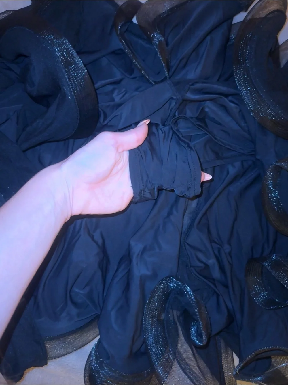 Black Ruffled Ballroom Dancing Skirt with shorts